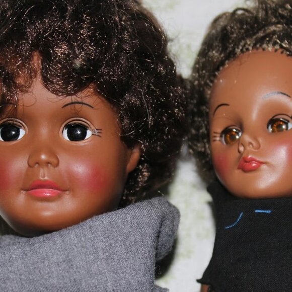 Two Vintage Effanbee Baby Dolls 1970/ 80s African American 11 in Curly Short Hai - Picture 2 of 9